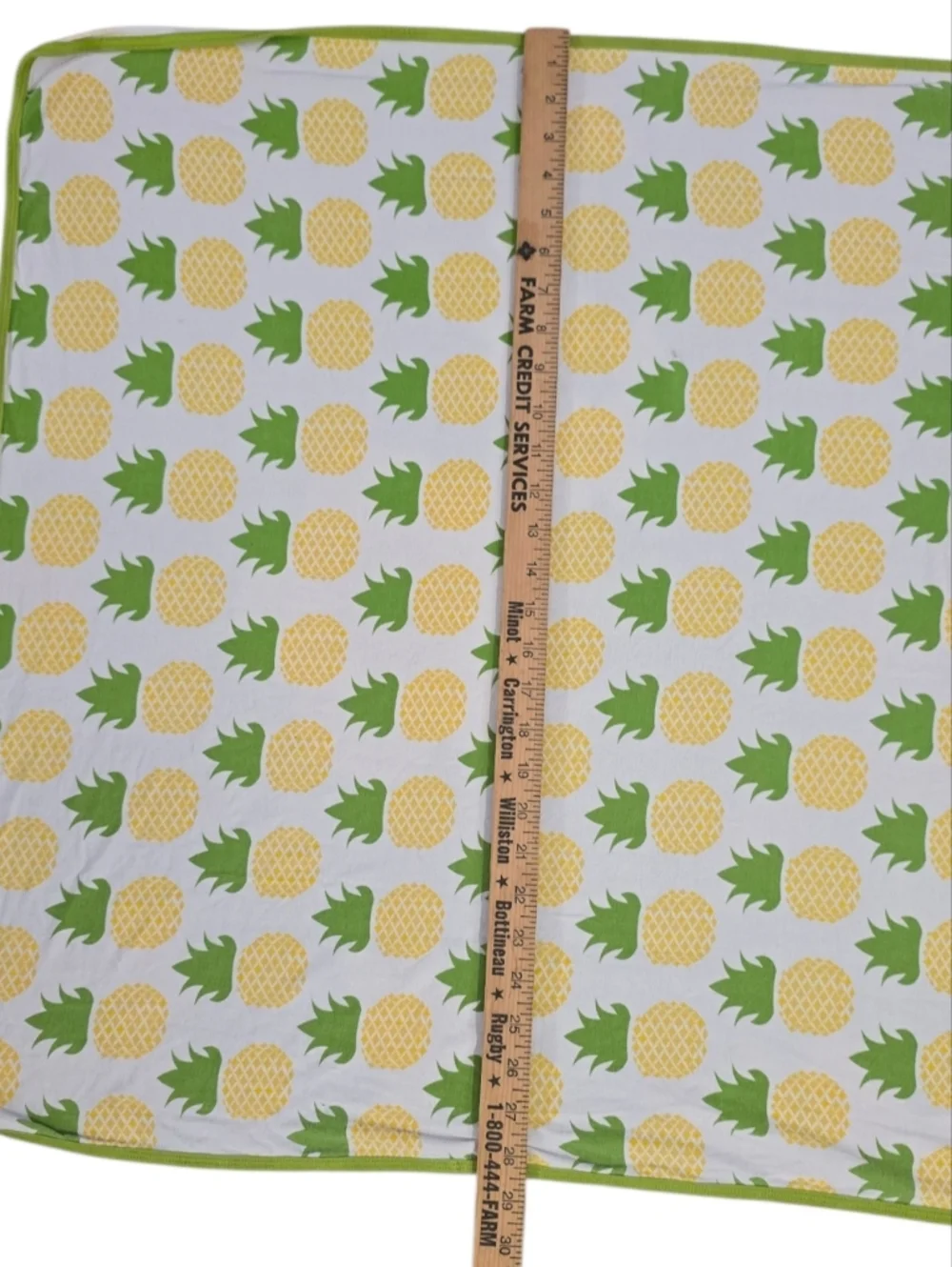 Kickee Pants Yellow Pineapple Print Baby Blanket with Green Trim Lightweight